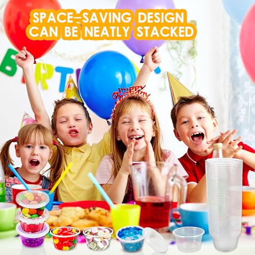 Image of 150 Pcs 4 Oz Slime Containers with Lids Small Storage Containers Plastic Foam Ball Storage Containers Portion Cups Storage Jars with Lids for Slime DIY Art Craft Making Salad Dressing Food