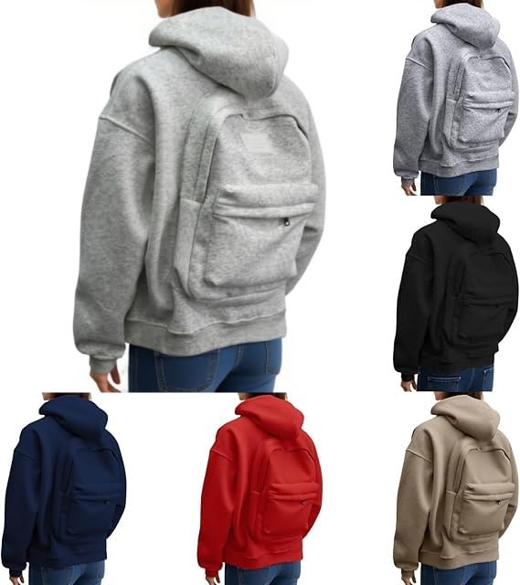Creative Hoodie with Backpack - Travel Hoodie for Women Men Comfort Zip Up Backpack Swearshirt Lightweight Cardigan