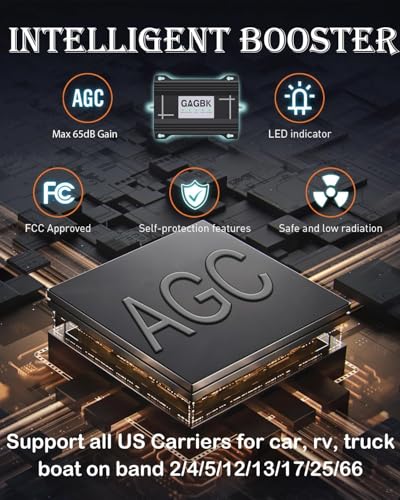 Image of Upgarde Cell Booster for Car, Truck Cell Phone Signal Booster on Band 2 /4 /5 /12 /13 /17 /25 /66 for 5G Support All U.S.Carriers AT&T T-Mobile Verizon and More Cellphone Booster for RV Car Vehicle Call /Data