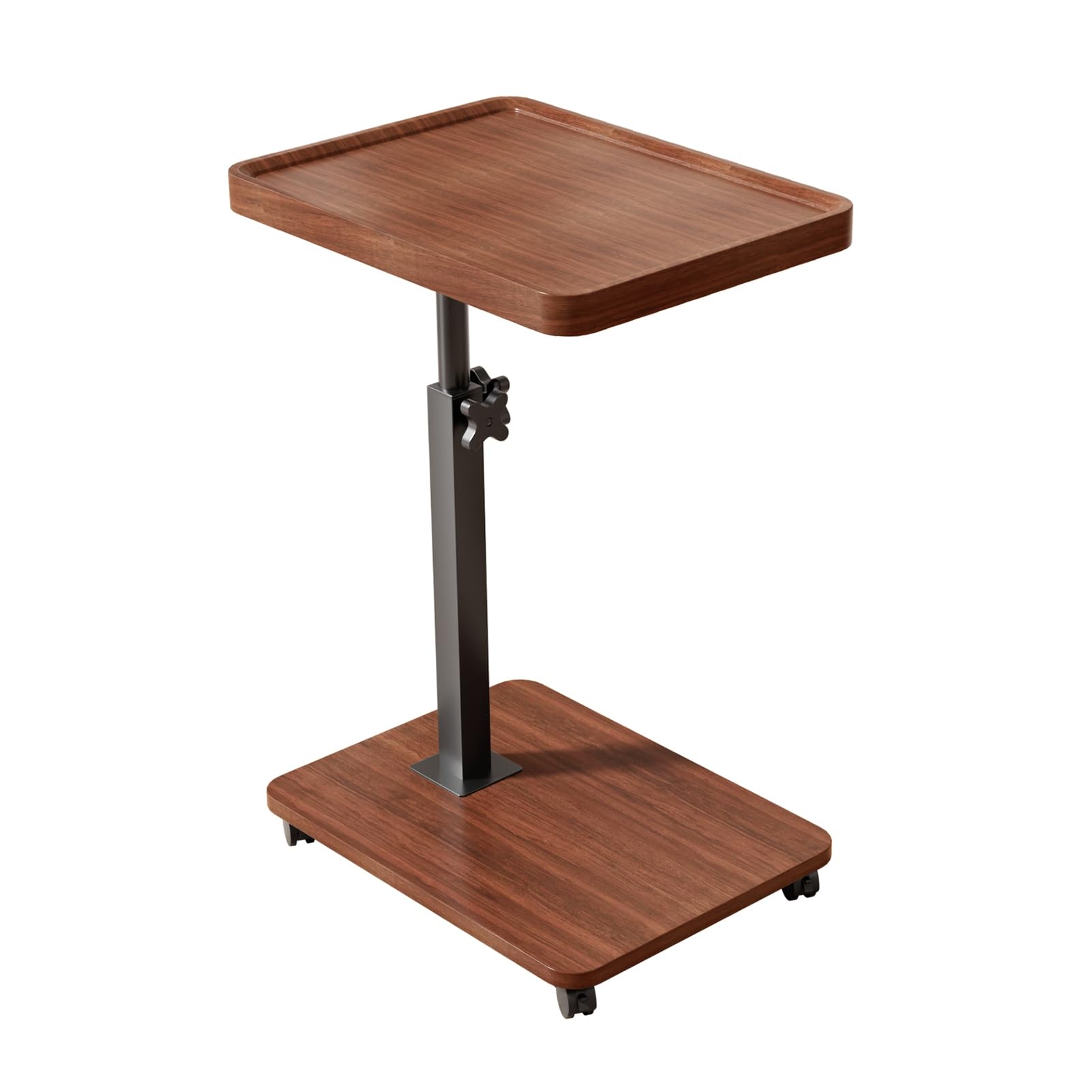 Mesita Auxiliar en Forma de C, Mesa Auxiliar de Altura Ajustable para sofá con Estante de Almacenamiento de 2 Niveles, mesita de Noche giratoria con Ruedas para Sala de Estar y dor