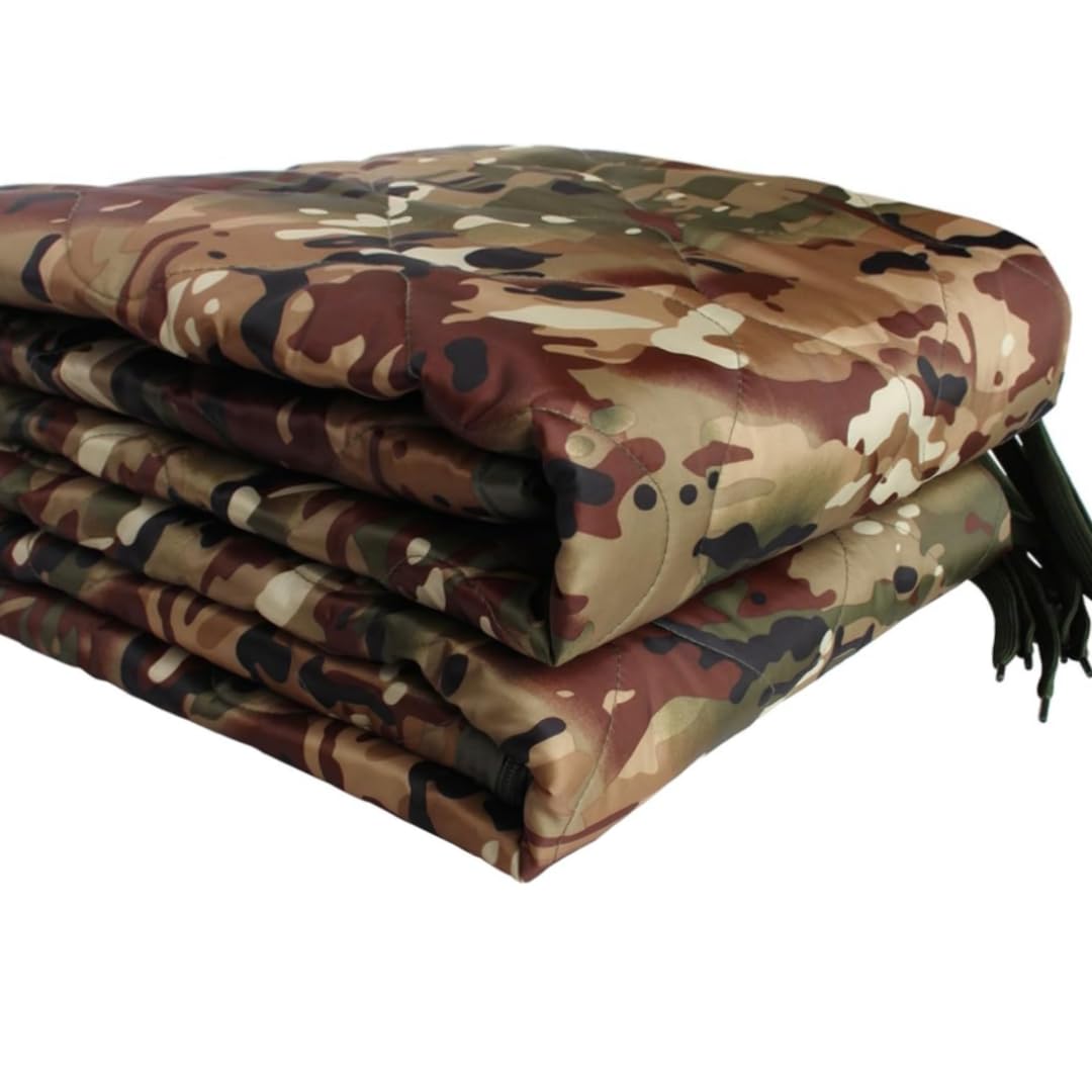 Camo Poncho Liner, Army Blanket, Military Sleeping Bag, with A Compression Carrying Bag, for Traveling, Hiking, Camping, Outdoor Survival, Car Blanket