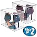 mDesign Set da 2 Scatola per scarpe con coperchi – Contenitori in plastica impilabili – Scatole per armadi salvaspazio – trasparente