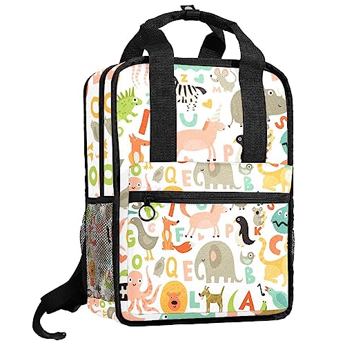 Sac à dos mignon pour garçons alphabet et animaux multicolore 35cm