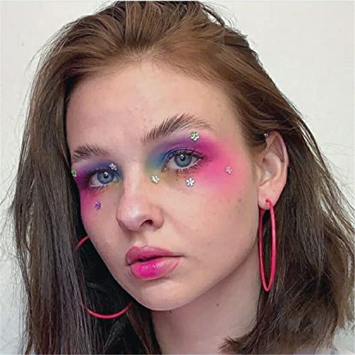 coadipress Lightweight Matte Metal Hoop Earrings Candy Color Nightclub Hoop Earrings 90s Retro Neon Round Earrings 80s Classic Big Circle Hoop Earrings for Women Statement Jewelry (Rose Red Circle)2