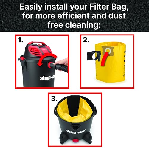 Shop-Vac 9067266, High Efficiency Disposable Collection Vacuum Filter Bags, Fits 10-14 Gallon Tanks, Yellow, 5 Pack by Shop-Vac - Used condition - Image 4