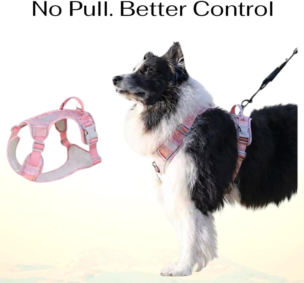 PawWave No Pull Dog Harness with Built-in Hidden AirTag & GPS Tracker Holder, Reflective Adjustable Escape-Proof Vest Harness for Small & Medium Dogs (Pink, S)