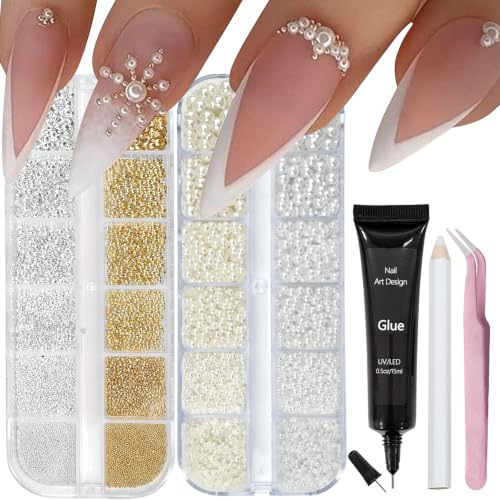 VOTACOS Flatback Nail Art Pearls Nail Charms Gems for Women Nail Design