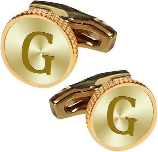 Mancornas Iniciales Doradas para Hombre, Letra G, Cobre Clásico