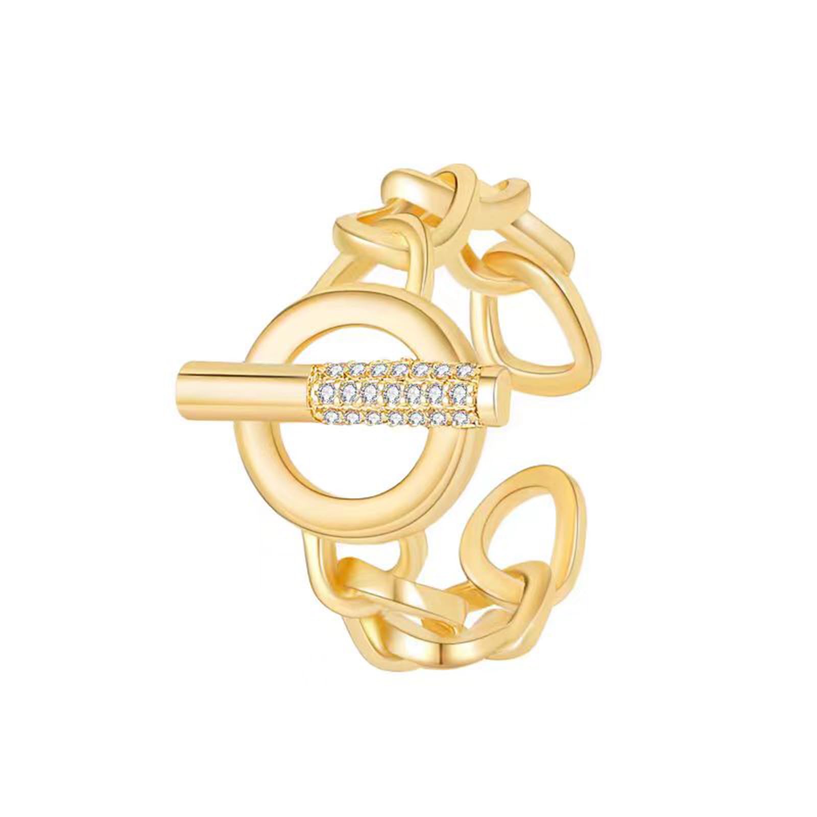 Dangle Rings for Women, 18k Gold Plated Adjustable Rings, Chunky & Butterfly Rings with Cubic Zirconia Diamonds, Ring Size 6-10