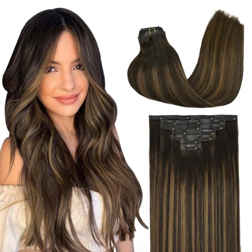 Image of GOO GOO Seamless Clip in Hair Extensions Real Human Hair Remy Extensions