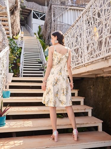 Image of PURVAJA Women's Fit & Flare Knee Length Dress (Wini-012-016)