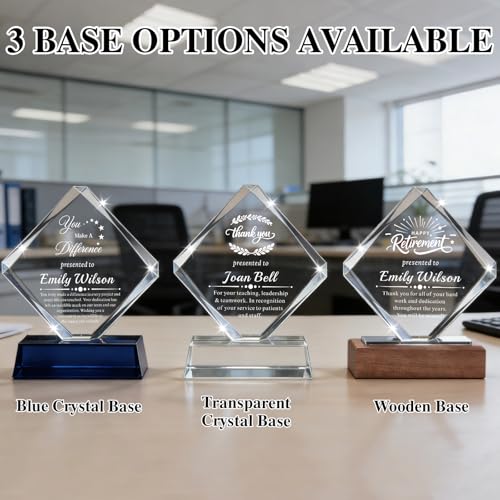 Image of Custom Crystal Award Trophy, Personalized Trophy with Company Logo & Text