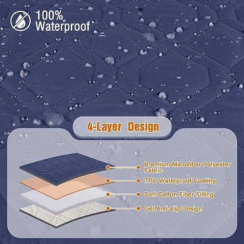 Image of VANSOFY 100% Waterproof Recliner Chair Covers, Recliner Cover Non-Slip Dog Chair Cover Furniture Protector Washable Slipcover with Pocket, Elastic Straps for Pets, Dogs(Ocean Blue, 23.6 inch)