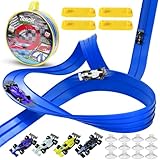 Rennbahn Kinder ab 3 Jahre, Autorennbahn 4,5 Meters mit 4 Leichtmetallfahrzeuge, DIY Auto Spielzeug für Jungen und Mädchen