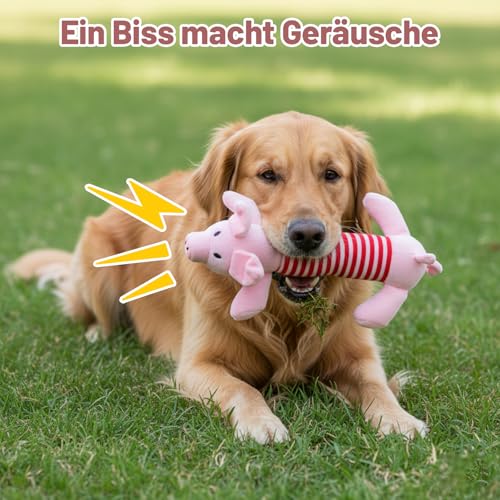 ZocRjvN Anti Stress Pig für Hunde, hundespielzeug unzerstörbar, Hundespielzeug Schwein Für Angstreinigung, Interaktives Kau-Spielzeug Für Kleine und Große Rassen, 22 x 10 cm