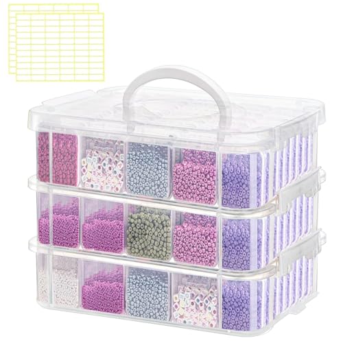 Image of 120pcs Bead Storagebead organizer boxes,3-Tier bead organizer boxes and craft storage boxes,Bead storage Stackable portable box,DIY Jewelry Craft Nails, Bracelets, Jewelry, (120pcs 2.09 x 1.57 x 0.8)