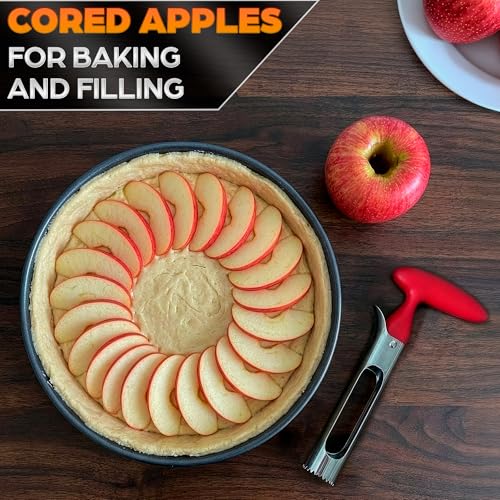 Image of Apple Corer Tool - Stainless Steel Apple Core Remover with Durable Plastic Handle - Comfortable Grip, Easy to Use, Dishwasher Safe & Long-Lasting | Works for Apples, Pears, Tomatoes, Peppers & More