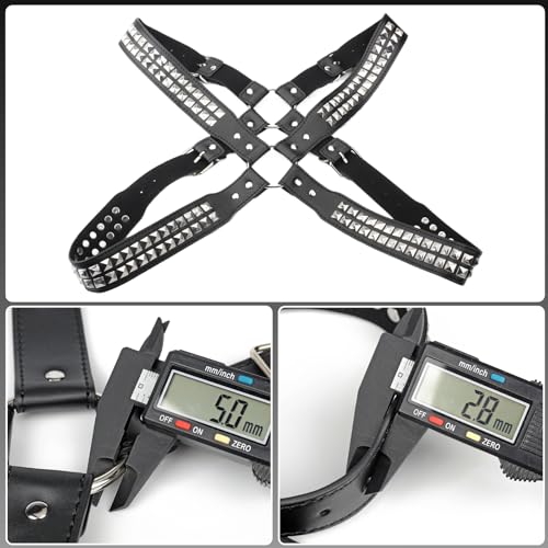 Men's Chest Harness Belt with Shining Rivets, Body Harness for Men, Adjustable PU Leather Male Punk Chest Shoulder Belt Muscle Show Fashion Costumes for Cosplay Party3