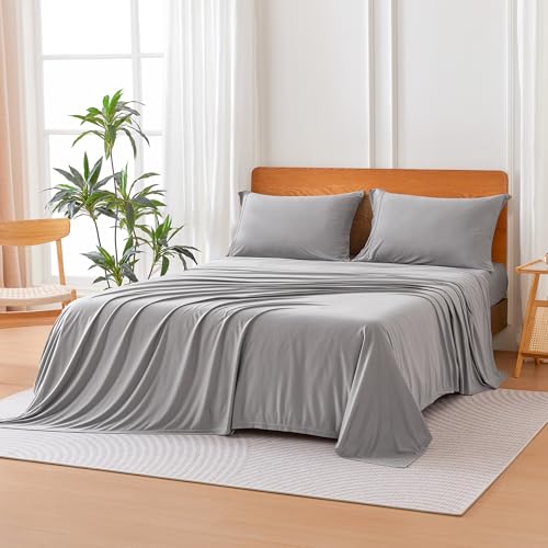 Amazon Basics Jersey Microfiber 4-Piece Sheet Set,...