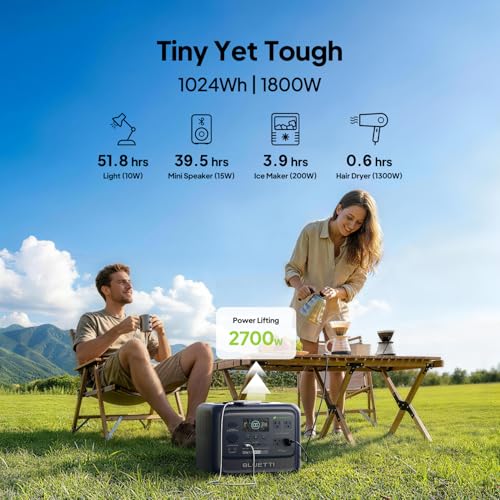 Image of BLUETTI Elite 100 V2 (Bio-based) Portable Power Station with Bag (Ship Separately), 1024Wh LFP Battery Backup w / 4 1800W AC Outlets (3600W Surge), 35% Smaller, Solar Generator for Camping, Outages