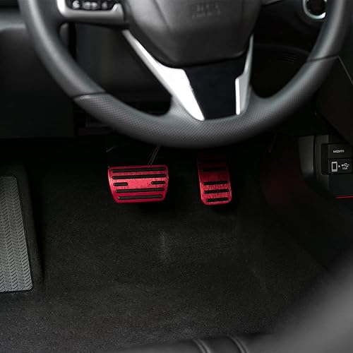 Miniatura 5 de Thenice Pedales antideslizantes de aluminio con transmisión automática de freno y acelerador, sin perforación, cubiertas para Honda Civic CR-V Pilot