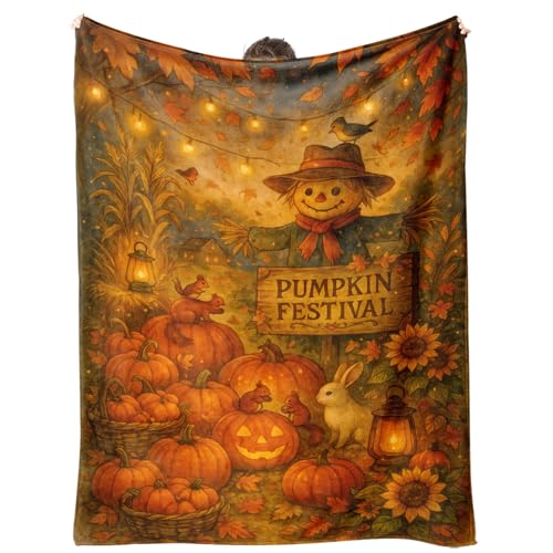 Fall Pumpkin Festival Blanket 60'X50' - Soft...