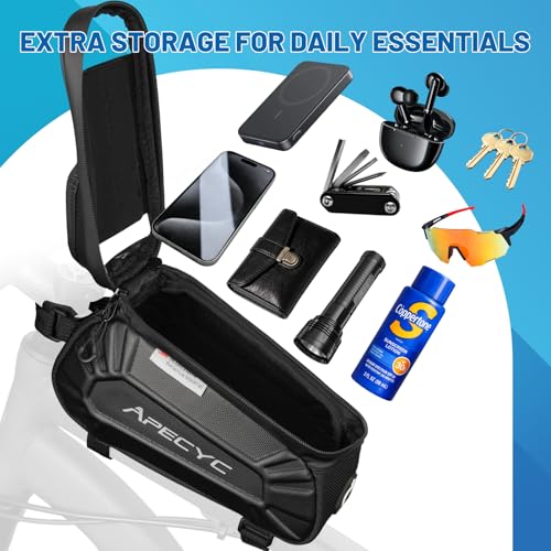 Bike Frame Bag, Waterproof Cycling Front Phone Bag with 3M