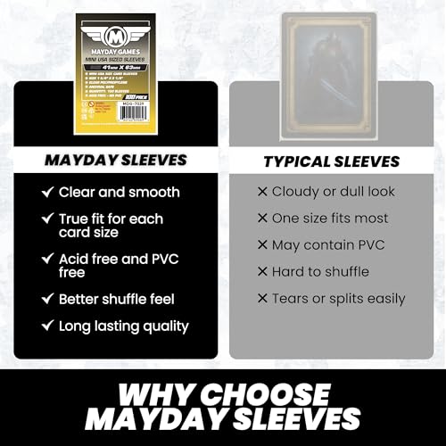 Image of MayDay Games Mini USA Card Sleeves 41x63mm - Clear Polypropylene, 40 Micron, 400 Standard Board Game Card Sleeves- MDG-7039