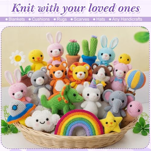 Image of Buryeah 8 Packs #5 Skinny Chenille Yarn for Hand Knitting Crocheting 50g /1.76oz Thin Soft Chunky Plush Beginner Yarn Size 5 for Crochet Small Plush DIY Crafts Blankets, 480 yd Total(Bright Colors)