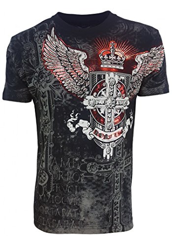 Konflic Men's MMA Style All-Over Graphic Crew Neck Muscle T-Shirt 100% Cotton
