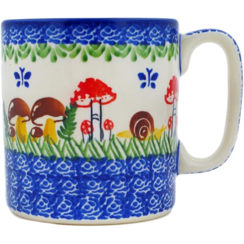 Polmedia Polish Pottery Mug 13 oz - Gardens In Poland Pattern Handmade in Boleslawiec Poland + Certificate of Authenticity