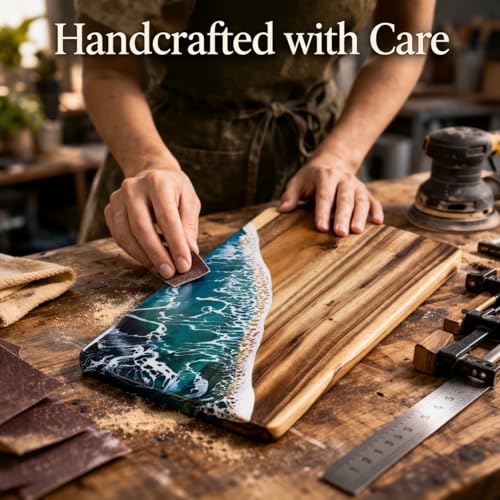 Tabla de cortar personalizada con resina oceánica 16x9" miniatura 3