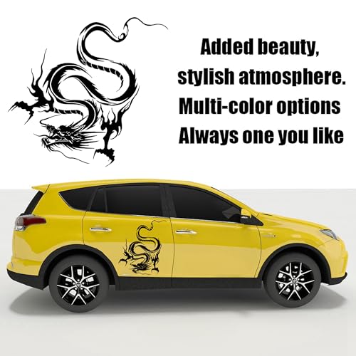 Image of Dragon Graphic Car Hood Sticker Self-Adhesive Vinyl Graphics Decals 19.69'' x 14.57'', Black