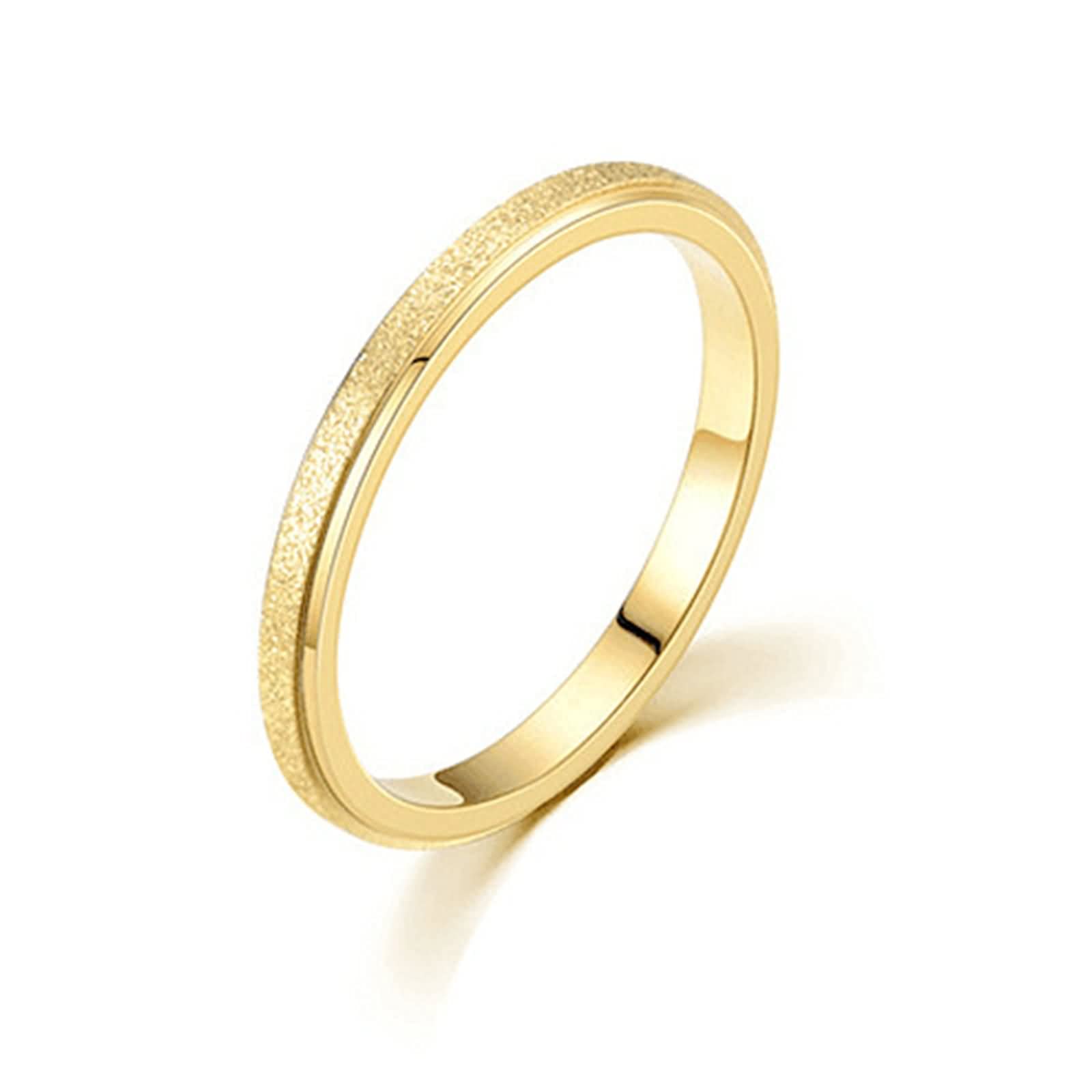 Wedding Ring Women, 2mm Frosted Pearl Sand Stainless Steel Silver Woman Wedding Bands