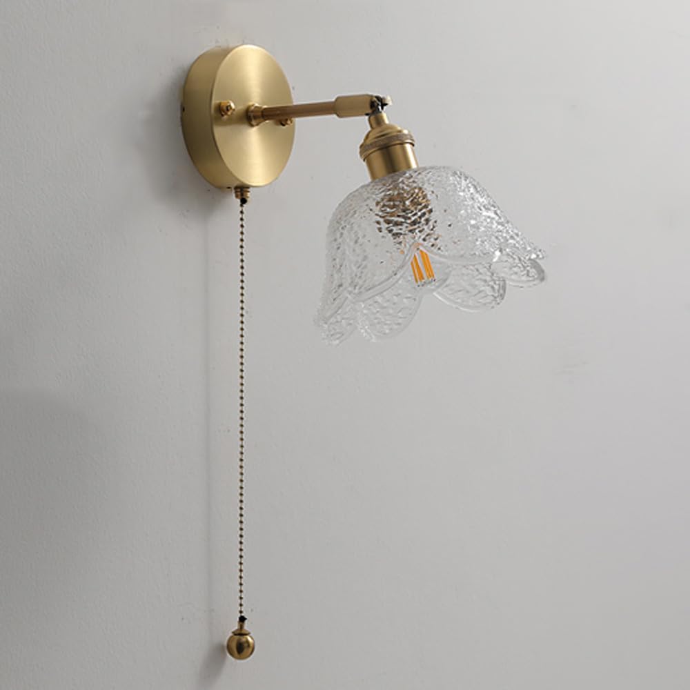 SEMANHUA Vintage Glass Wall Sconce Adjustable Arm - Nordic Indoor Light Fixture for Bedroom, Living Room, and Bathroom