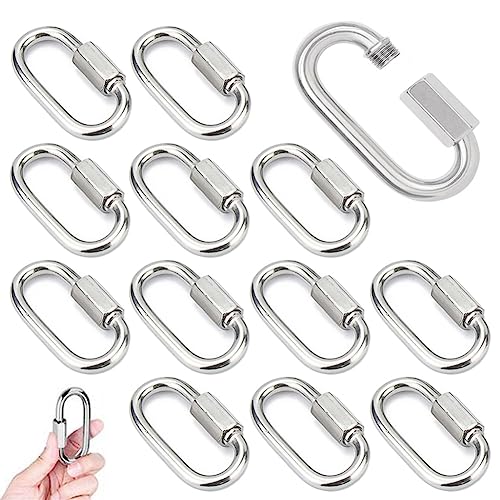 14 Piezas Mosquetón de Rosca M4 Mosquetones Acero Inoxidable 304 Mosquetón de Bloqueo con Tapón de Rosca Mosquetón de Conexión Rápida para Conectar Cuerdas Cadenas Jarcia