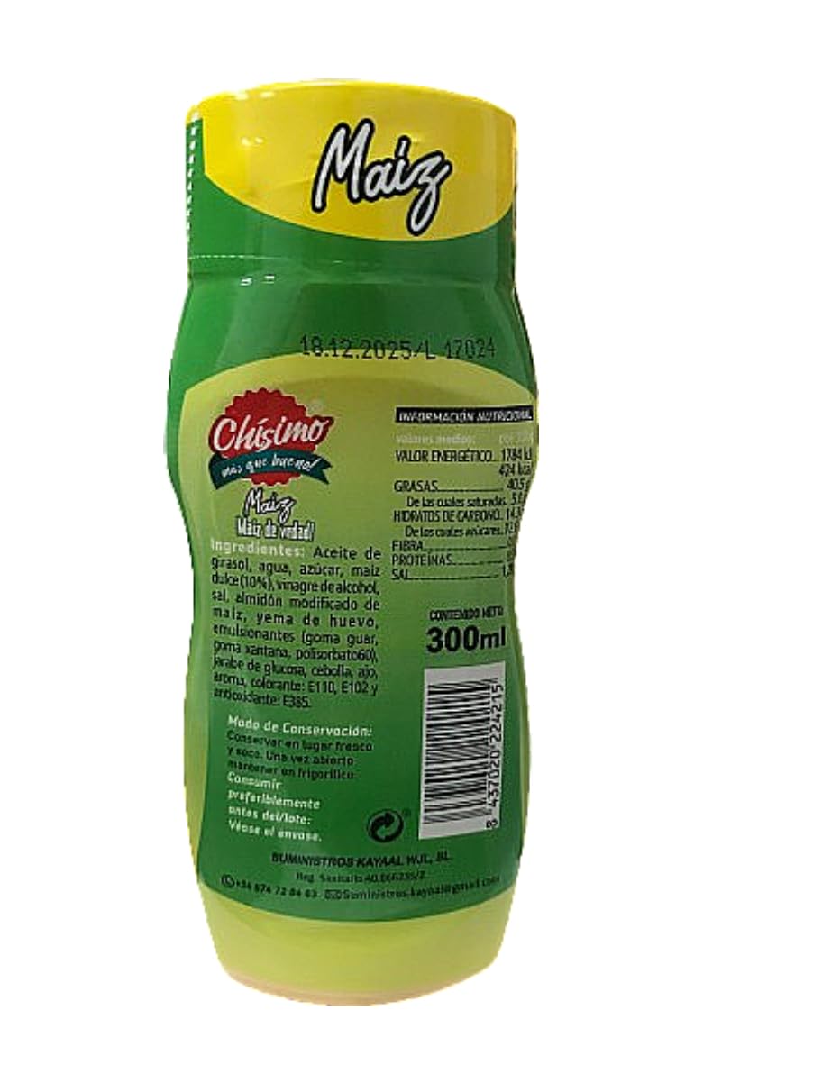 Salsa de Maíz Chísimo 300 ml para Hot Dogs Hamburguesas