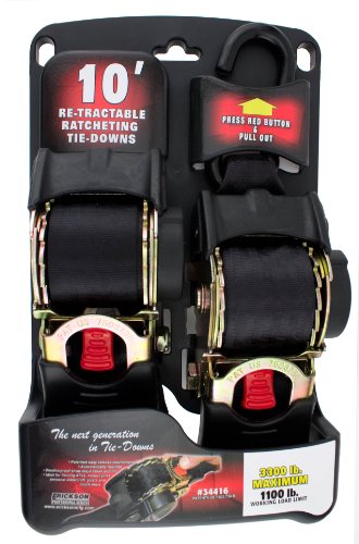 Erickson 34416 Pro Series Black 2" x 10' Retractable Ratcheting Tie-Down Strap