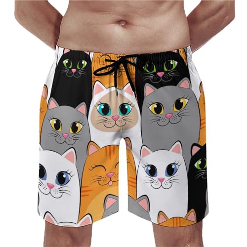 Short de bain homme chats gris blancs UMENG évite les irritations après baignade