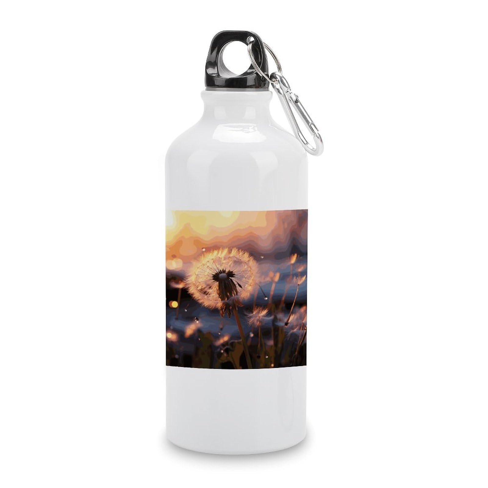 Fekiloot Style Dandelion Flower Aluminum Water Bottle Travel Tumbler Reusable Lightweight Outdoor Sports Water Bottles For Gym Sports Camping Hiking Fishing600ml