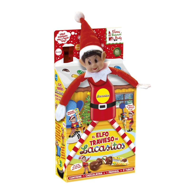 Dulce Navideño Lacasitos Elfo | Sin Gluten | Bombones de Chocolate con Leche de Colores | Regalo Original para Niños, Fiestas y Detalles de Navidad