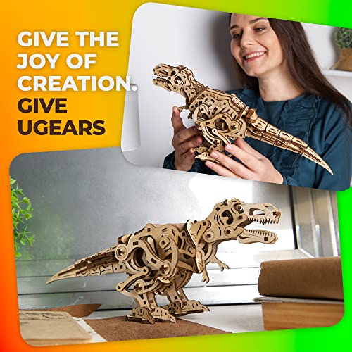UGEARS Tyrannosaurus Rex 3D Puzzle, Mechanical Wooden Model Kits for Adults to Build - Image 4