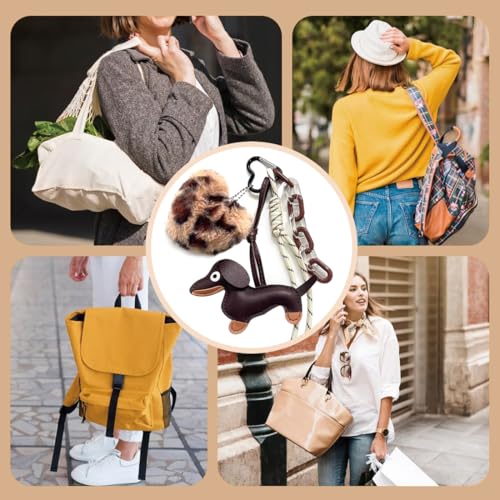 NHQZ Süßer Dackel Schlüsselanhänger, Plüsch, Taschenanhänger, Leder, Damen, y2k Accessoires, Handtaschenanhänger