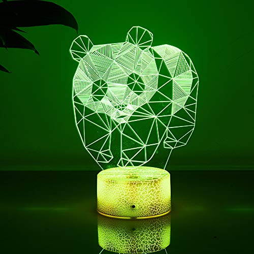 HLEARIT Panda 3D Luce Notturna per Bambini - Plug-in Illusione Ottica Lampada da Comodino LED Luce Telecomando Compleanno Baby Shower Natale Regalo - Image 7