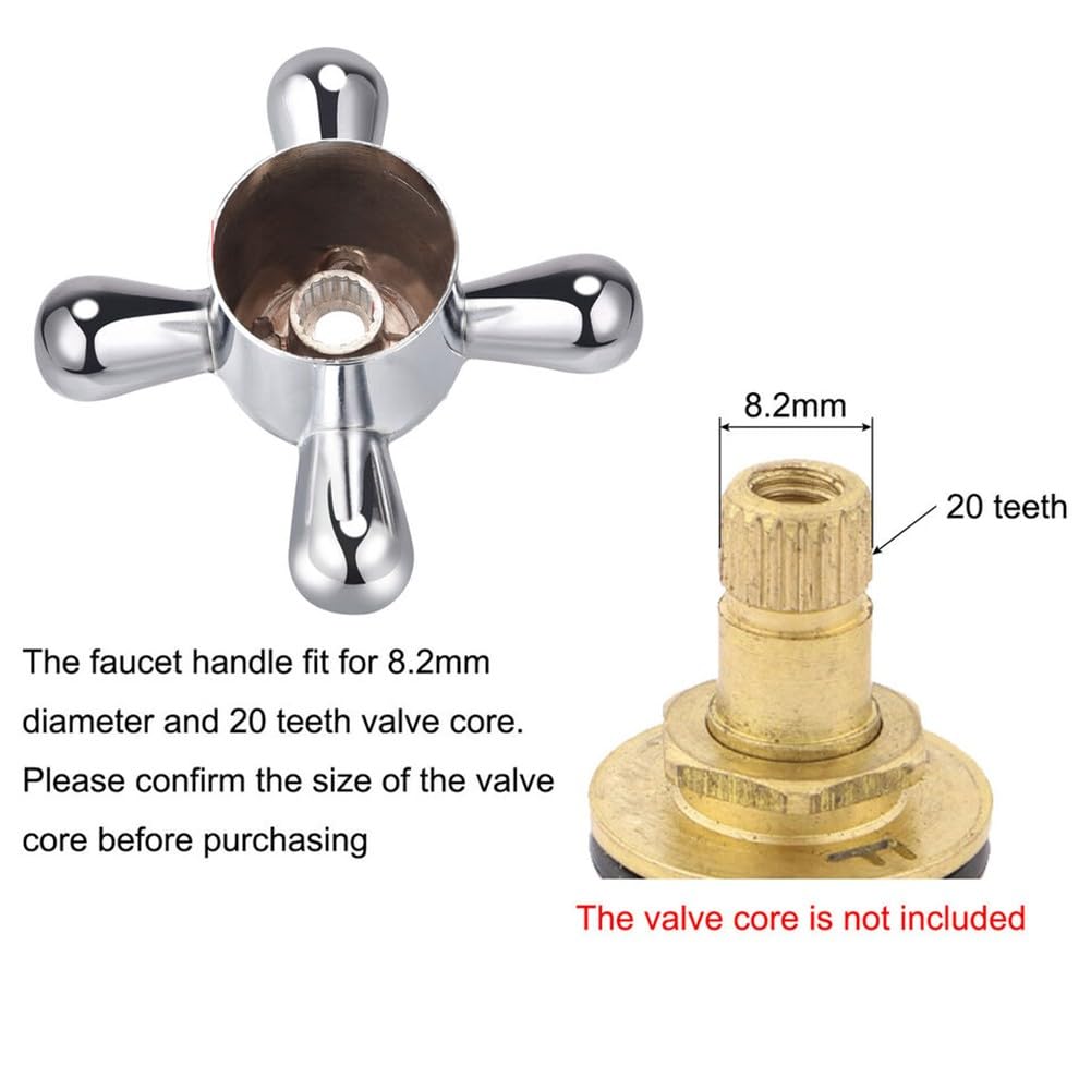 Maniglia per rubinetto, manopola per rubinetto, maniglia della valvola dell'acqua, 8 mm, in lega 20, ricambio per miscelatore da cucina e bagno, confezione da 2 pezzi, argento