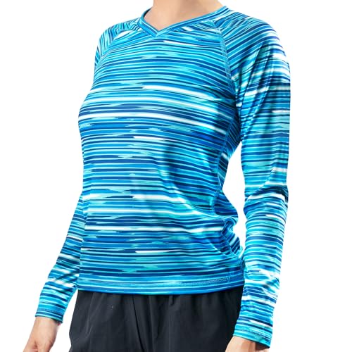 Kanu Surf Women's UPF 50+ Long Sleeve Active Swim Tee & Workout Top, Blue, Medium