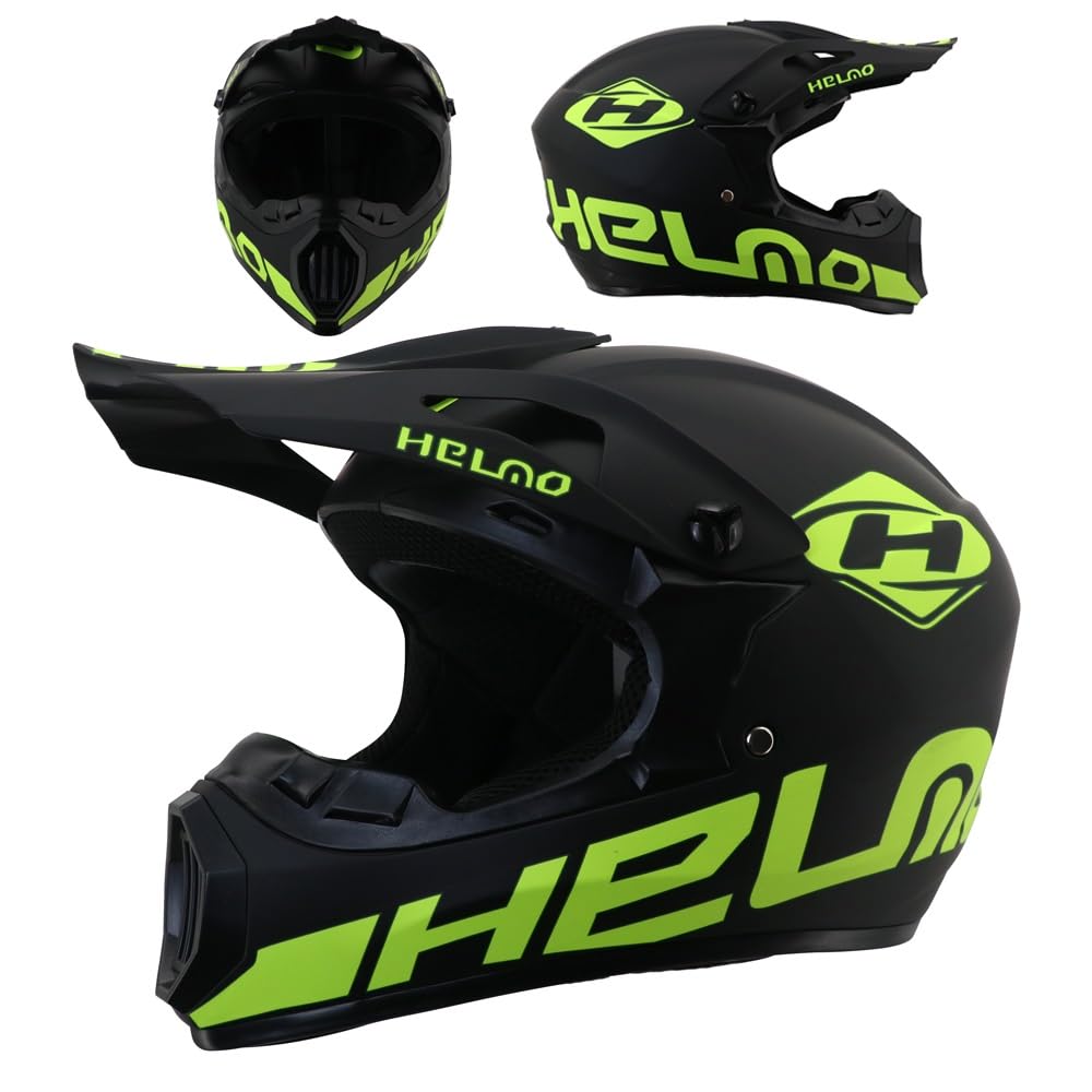 Integrale Casco da Motocross, con Occhiali Guanti Maschera, Gioventù Bambini Fuoristrada Sport ATV Scooter Moto Casco, Discesa MTB BMX Enduro Quad Bici da Cross Caschi