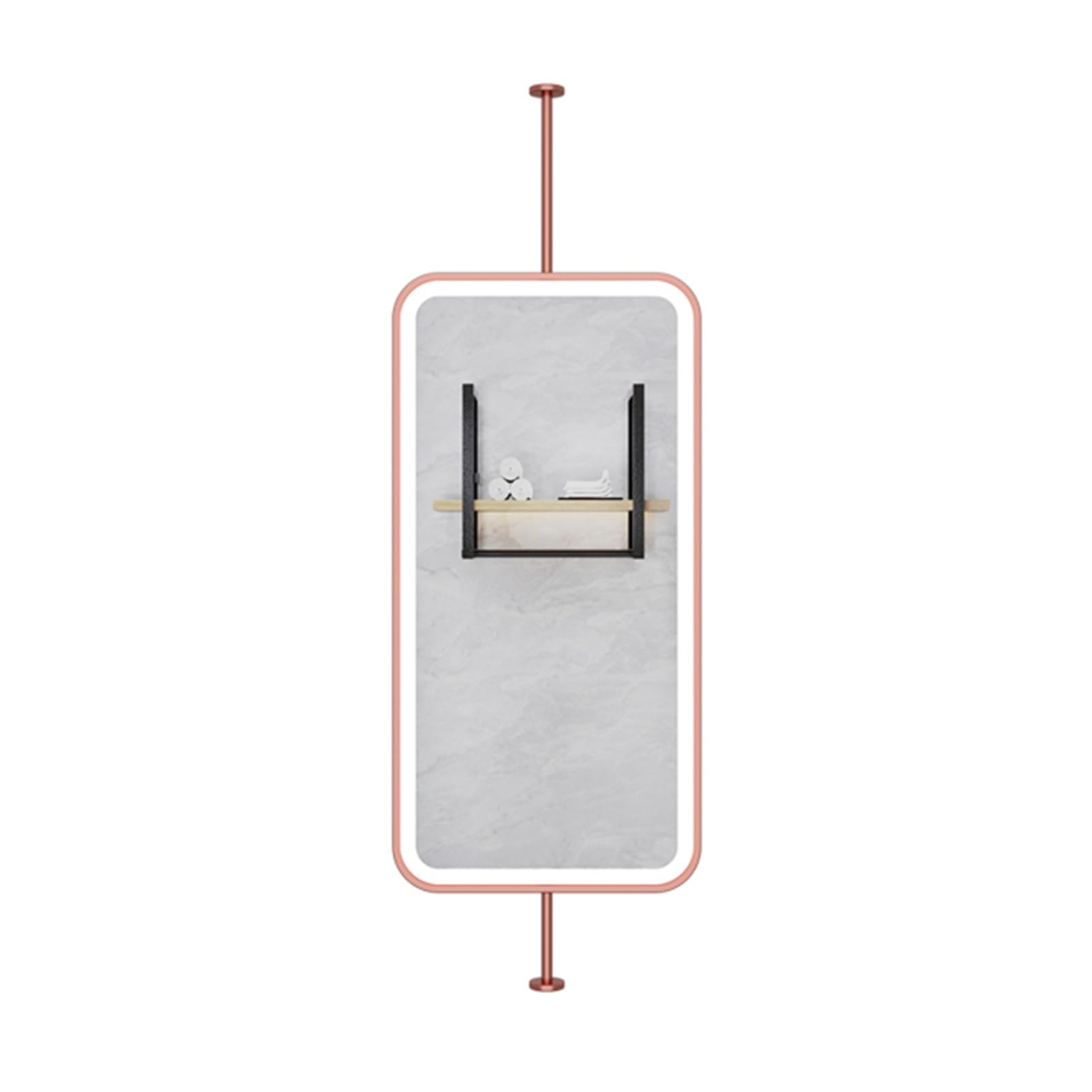 LED-Spiegel, rechteckig, mit Lichtern, dekorativer minimalistischer Glasspiegel für Zuhause oder Hotel, Roségold, 60 x 90 cm, stilvoller Wandspiegel für moderne Innenräume