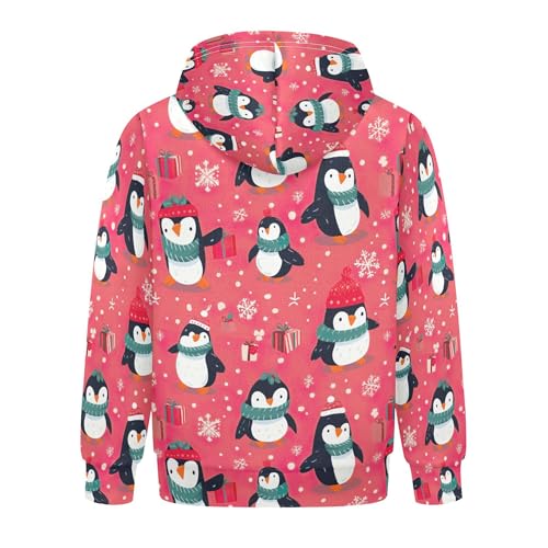 Kids Hoodies Sweaters Christmas Xmas Penguin Hooded Sweatshirts with Big Pockets for Boys Girls B04004212
