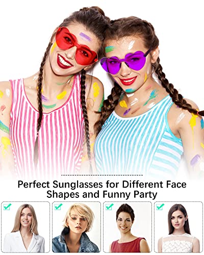 Weewooday 30 Pairs Heart Shaped Rimless Sunglasses Transparent Heart Glasses Candy Color Frameless Sunglasses Tinted Trendy Eyewear Party Favors4